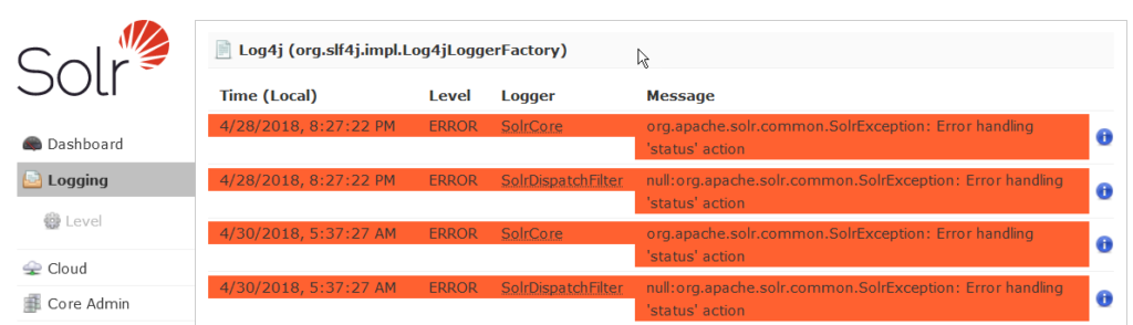 Searchstax Solr Log Files