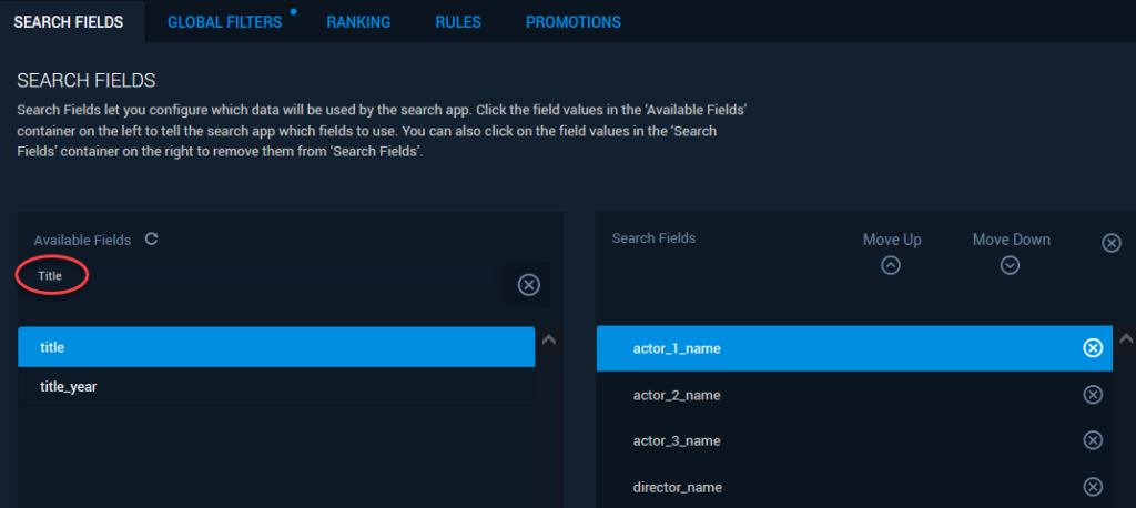 Search Fields Tab